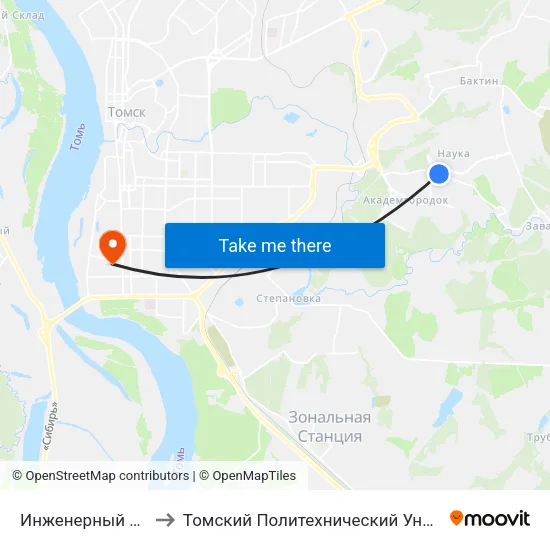 Инженерный Центр to Томский Политехнический Университет map