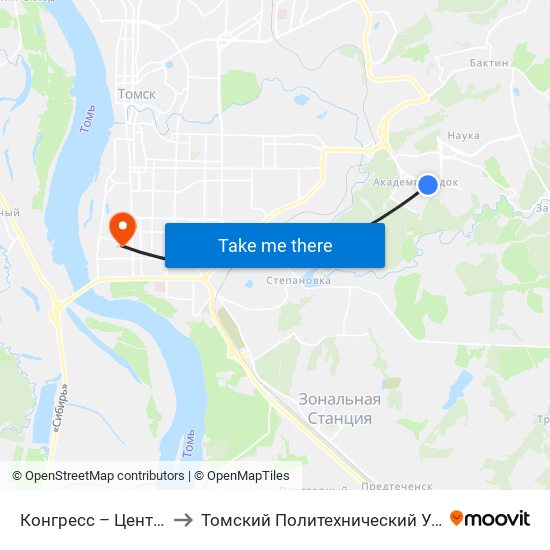 Конгресс – Центр Рубин to Томский Политехнический Университет map