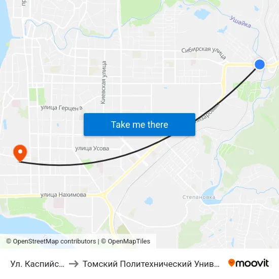 Ул. Каспийская to Томский Политехнический Университет map
