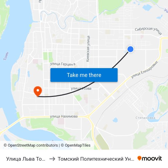 Улица Льва Толстого to Томский Политехнический Университет map