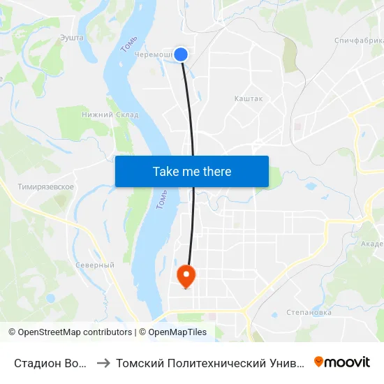 Стадион Восход to Томский Политехнический Университет map