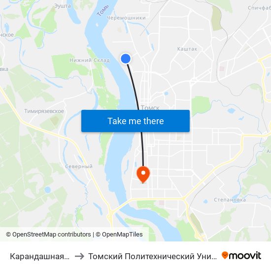 Карандашная Ф-Ка to Томский Политехнический Университет map