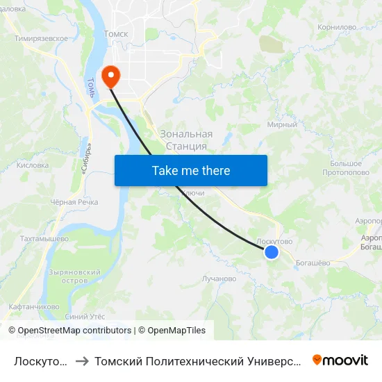 Лоскутово to Томский Политехнический Университет map