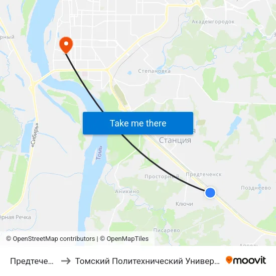 Предтеченск to Томский Политехнический Университет map