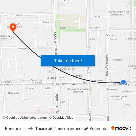 Белинского to Томский Политехнический Университет map