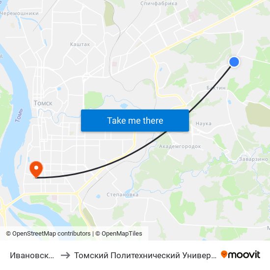 Ивановского to Томский Политехнический Университет map