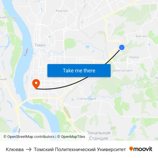 Клюева to Томский Политехнический Университет map