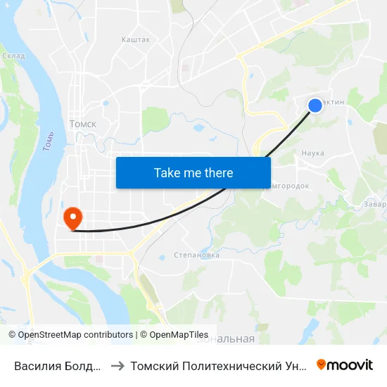 Василия Болдырева to Томский Политехнический Университет map