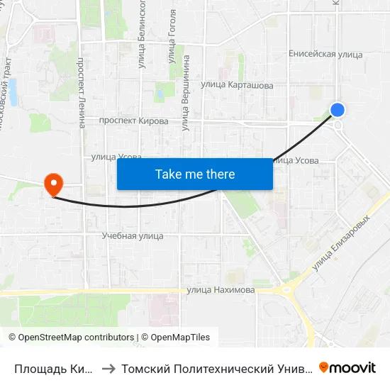 Площадь Кирова to Томский Политехнический Университет map