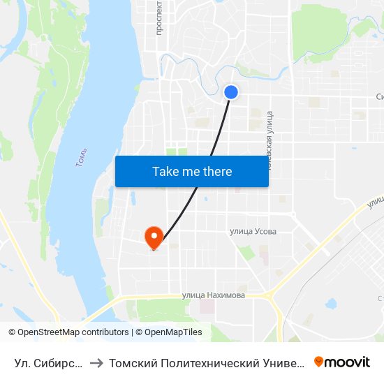 Ул. Сибирская to Томский Политехнический Университет map