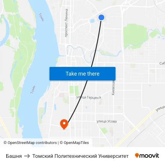 Башня to Томский Политехнический Университет map