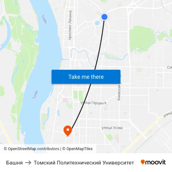 Башня to Томский Политехнический Университет map