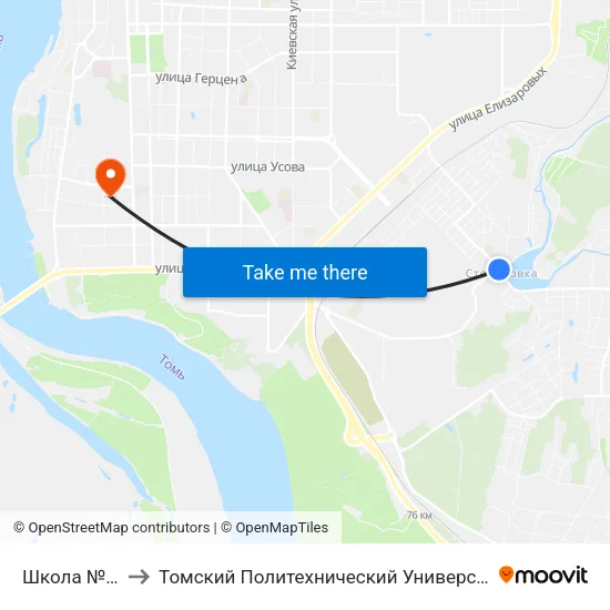 Школа №35 to Томский Политехнический Университет map