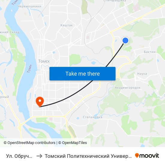 Ул. Обручева to Томский Политехнический Университет map