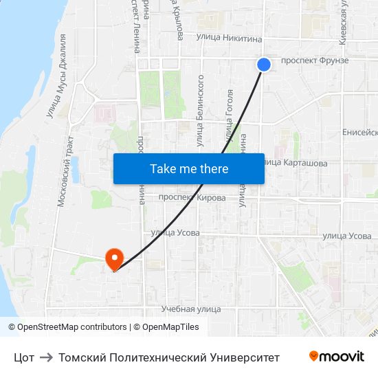 Цот to Томский Политехнический Университет map