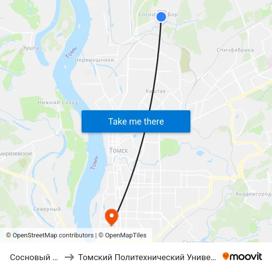 Сосновый Бор to Томский Политехнический Университет map