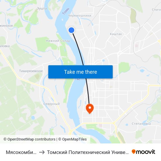 Мясокомбинат to Томский Политехнический Университет map
