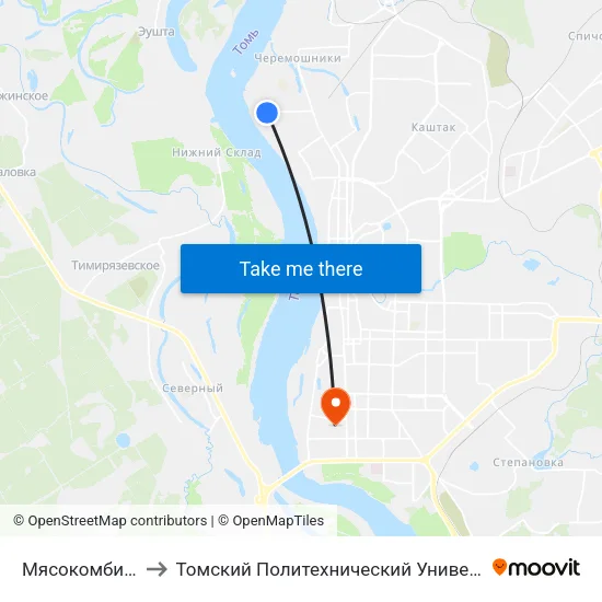 Мясокомбинат to Томский Политехнический Университет map