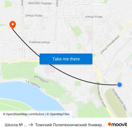 Школа № 49 to Томский Политехнический Университет map