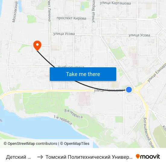 Детский Мир to Томский Политехнический Университет map