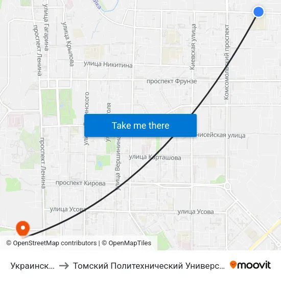 Украинская to Томский Политехнический Университет map