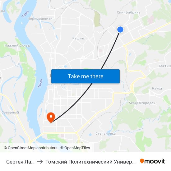 Сергея Лазо to Томский Политехнический Университет map