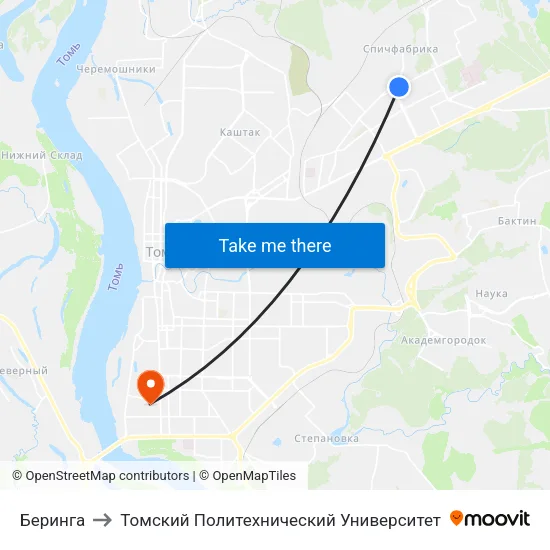 Беринга to Томский Политехнический Университет map