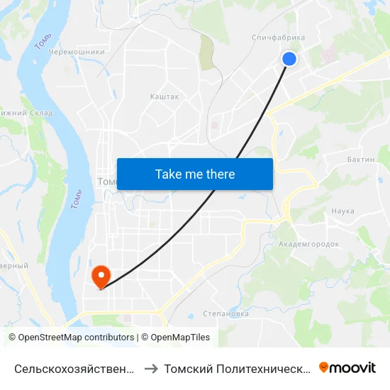 Сельскохозяйственный Институт to Томский Политехнический Университет map