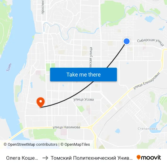 Олега Кошевого to Томский Политехнический Университет map