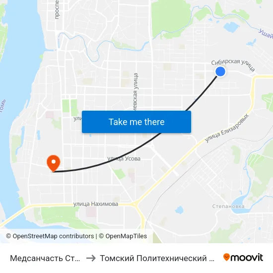 Медсанчасть Строитель to Томский Политехнический Университет map