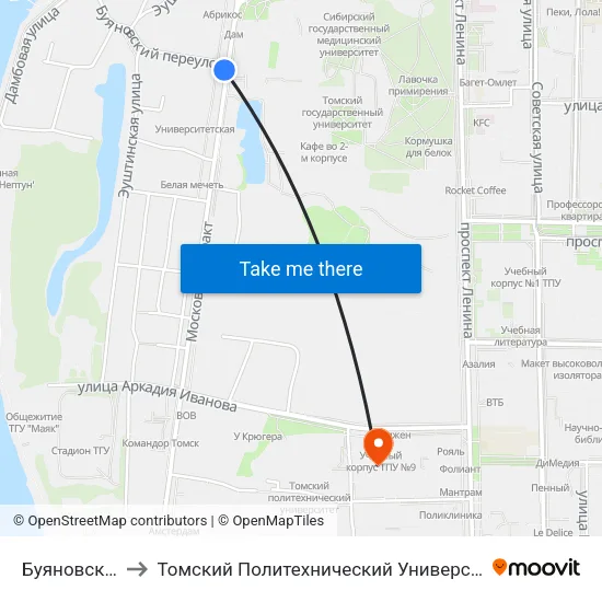 Буяновский to Томский Политехнический Университет map