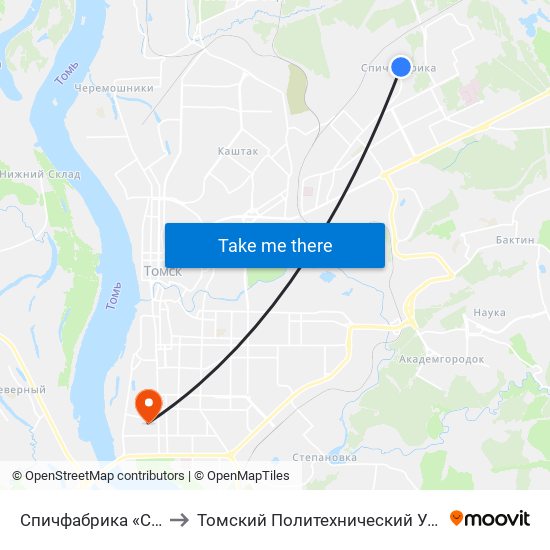 Спичфабрика «Сибирь» to Томский Политехнический Университет map