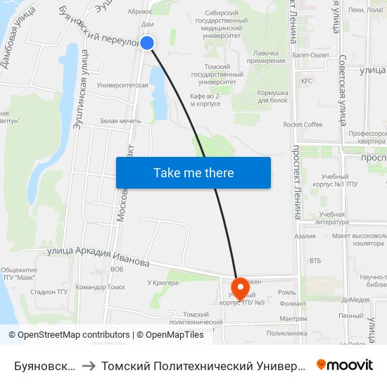 Буяновский to Томский Политехнический Университет map