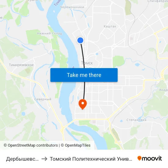 Дербышевский to Томский Политехнический Университет map