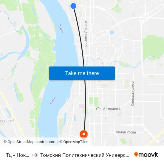 Тц « Нокс» to Томский Политехнический Университет map