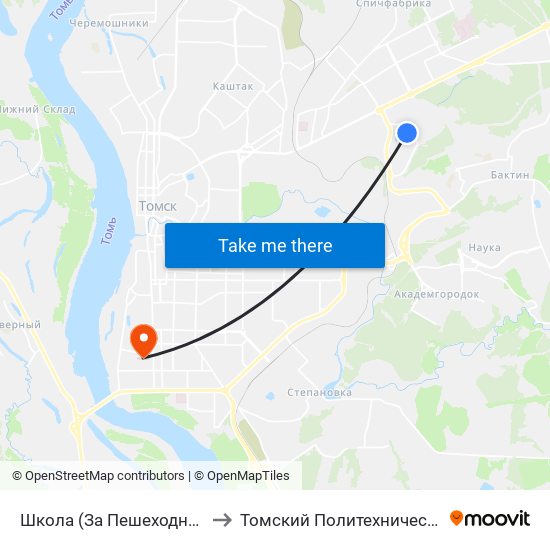 Школа (За Пешеходным Переходом) to Томский Политехнический Университет map