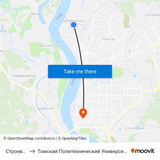Строевая to Томский Политехнический Университет map