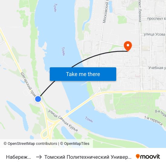 Набережная to Томский Политехнический Университет map