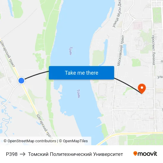 Р398 to Томский Политехнический Университет map