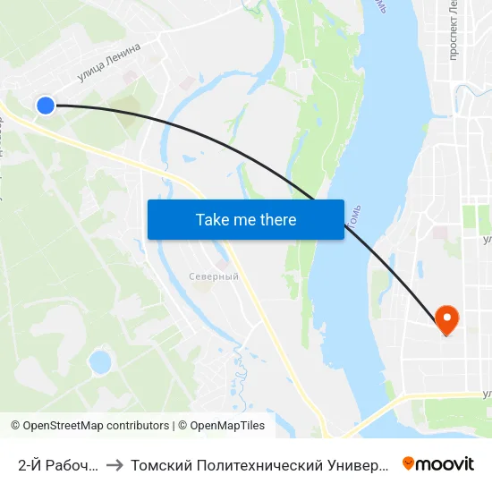 2-Й Рабочий to Томский Политехнический Университет map