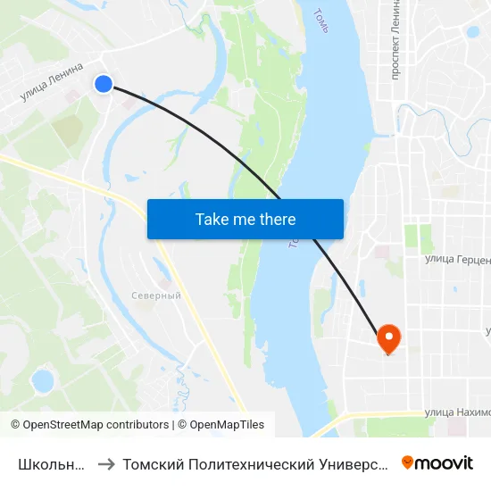 Школьный to Томский Политехнический Университет map