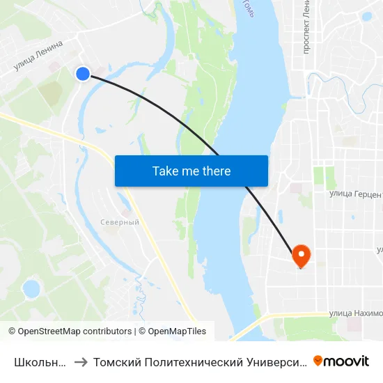 Школьная to Томский Политехнический Университет map