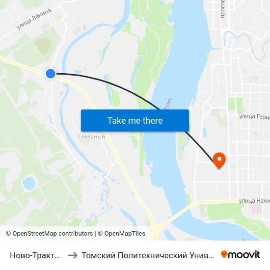 Ново-Трактовая to Томский Политехнический Университет map