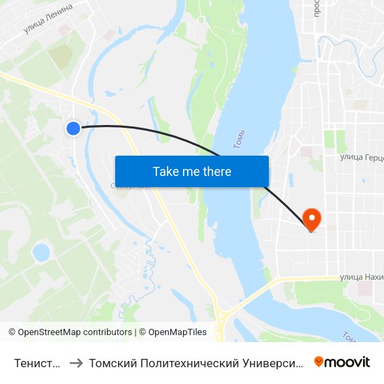 Тенистая to Томский Политехнический Университет map