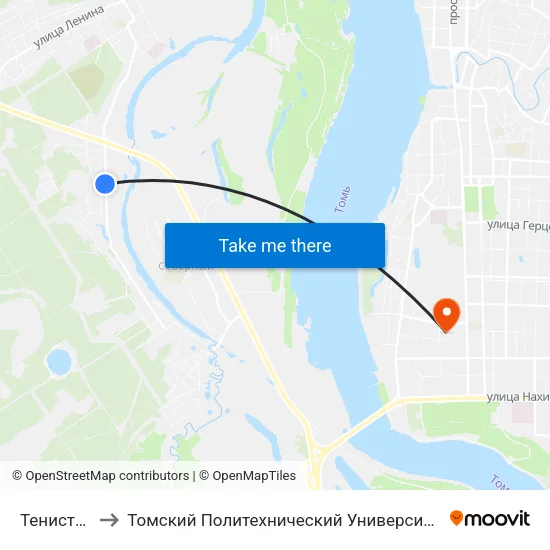 Тенистая to Томский Политехнический Университет map
