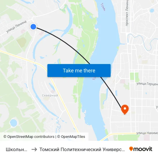 Школьный to Томский Политехнический Университет map