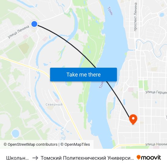 Школьная to Томский Политехнический Университет map