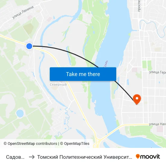 Садовая to Томский Политехнический Университет map
