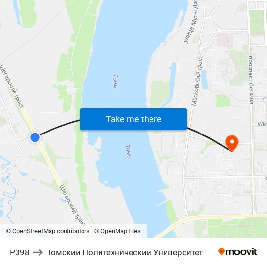 Р398 to Томский Политехнический Университет map