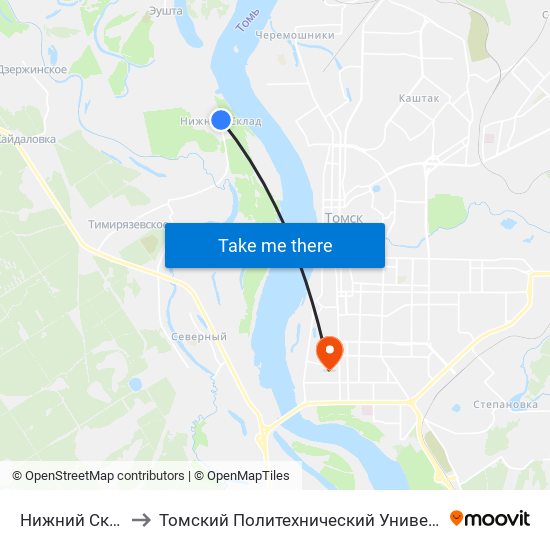 Нижний Склад to Томский Политехнический Университет map